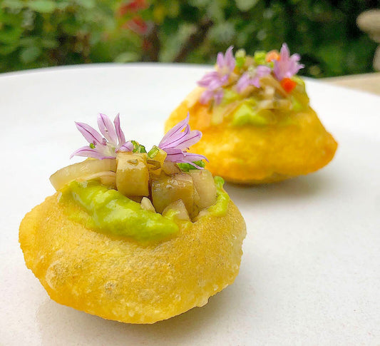 Pani Puri with Broccoli and Pickled Asparagus