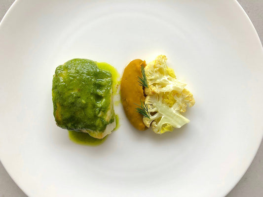 Sea Bass with Lentil, Curry, and Cauliflower