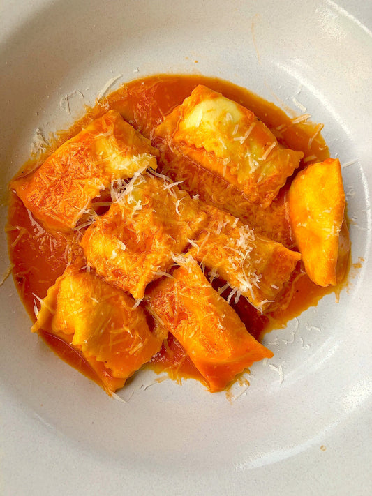 Ricotta Agnolotti (Ravioli) with Tomato Sauce