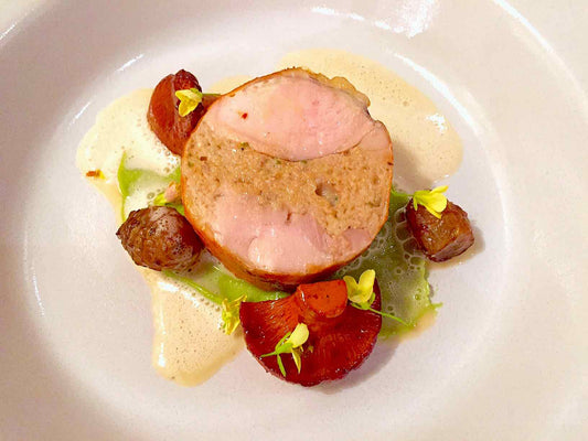 Guinea Fowl Ballotine recipe with lima beans and chanterelles 