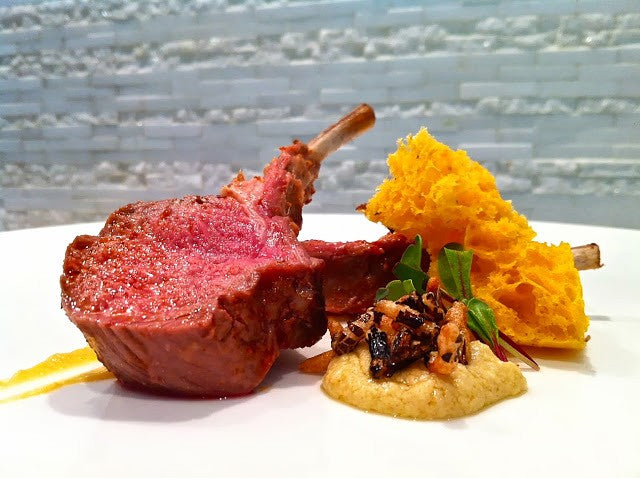 Delicious Lamb Rack Recipe with Harissa, Brioche, and Puffed Wild Rice ...
