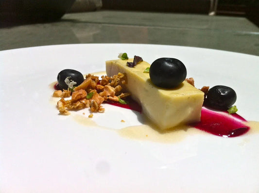 Lemon Verbena Panna Cotta with Blueberry Chamomile