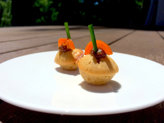 Miso Financiers with Date, Black Garlic, Kumquats