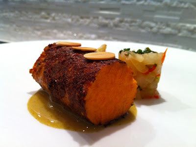 Jerk Sweet Potato with Pear Escabeche