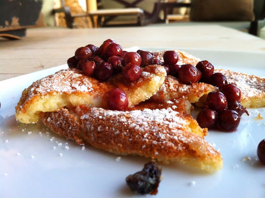 Kaiserschmarrn with Amaretto and Sous Vide Champagne Grapes (Homage to Wolfgang Puck)