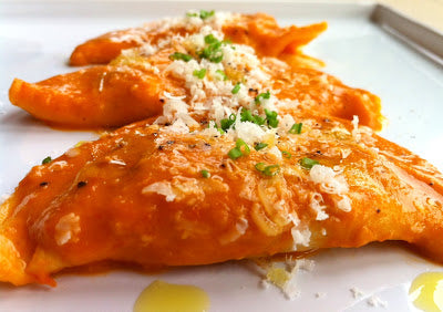 Beef Cheek Agnolotti with Eggplant Parmesan Sauce