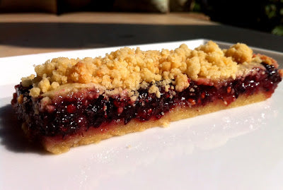 Mulberry and Brown Butter, Almond Streusel, and Malt Vanilla Ice Cream