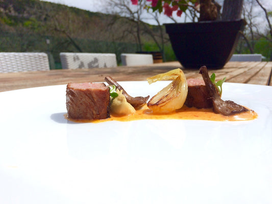 Berbere Lamb with Bluefoot Mushrooms, Spring Onions