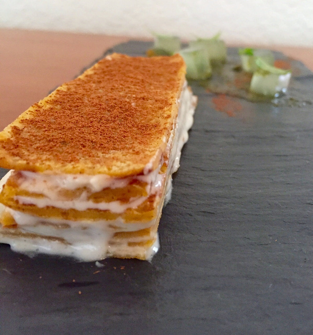 Crepe Cake, Butternut Squash with White Chocolate and Lime
