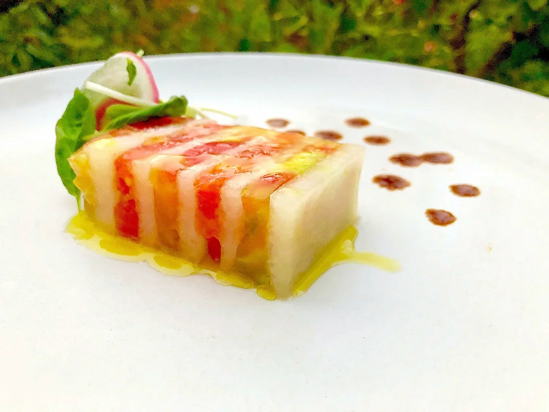 Tomato and Galia Melon "Terrine" with Blis Solera Vinegar