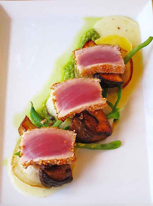 Tuna with Porcini and Potato Truffle sauce